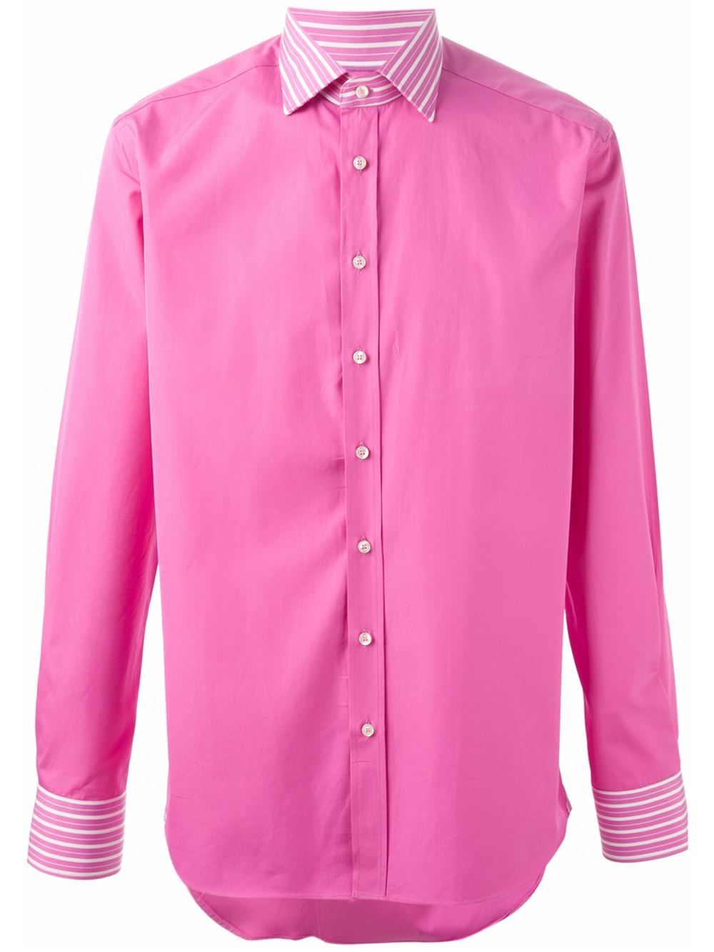 Etro Striped Panelled Shirt in Pink for Men (pink & purple) Lyst