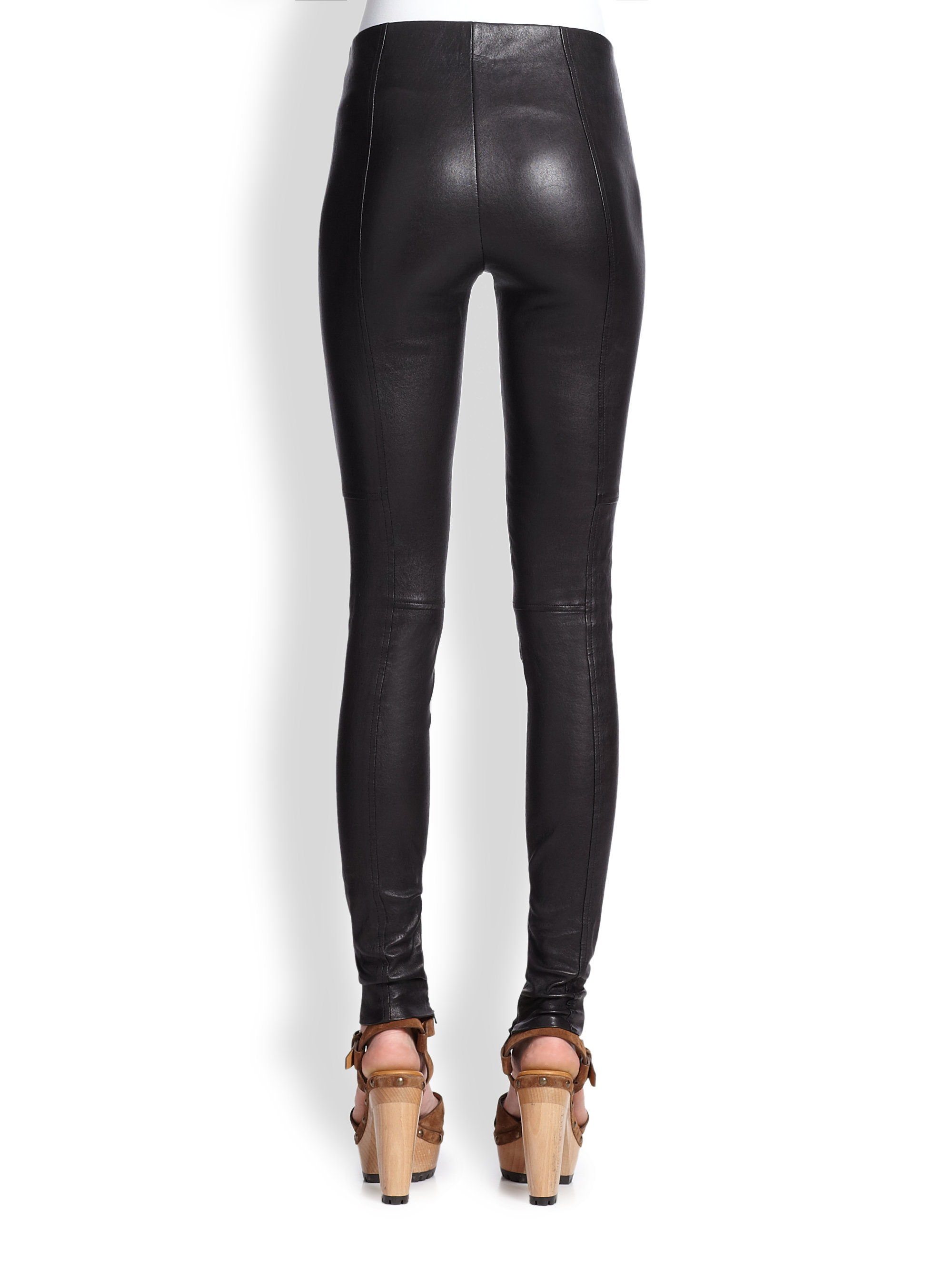Polo ralph lauren Leather Skinny Pants in Black | Lyst