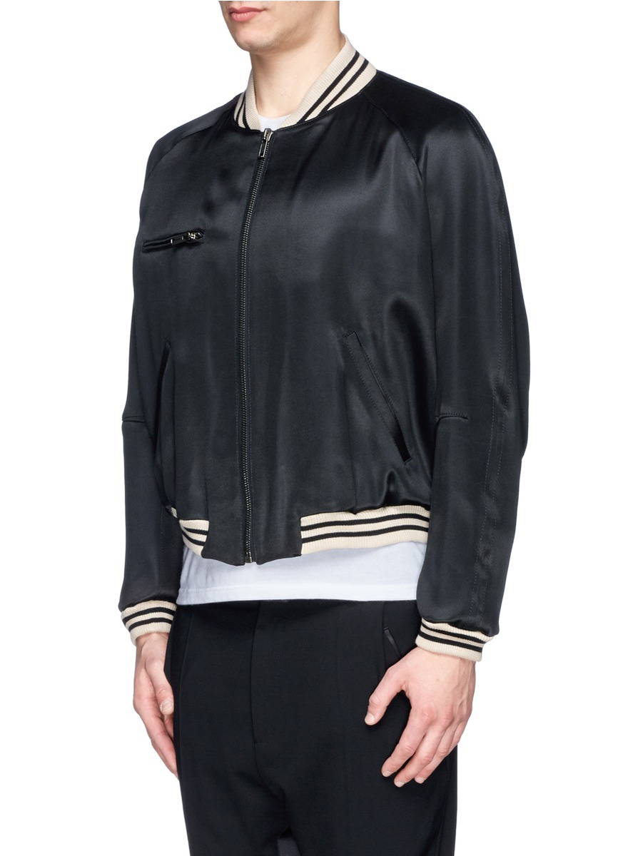 Haider Ackermann Satin Bomber Jacket in Black for Men | Lyst