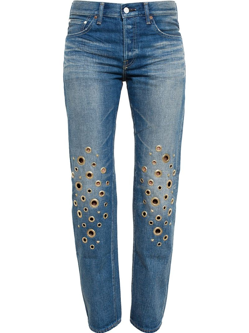 Tu es mon tresor Crystal Star Embellished Jeans in Blue | Lyst