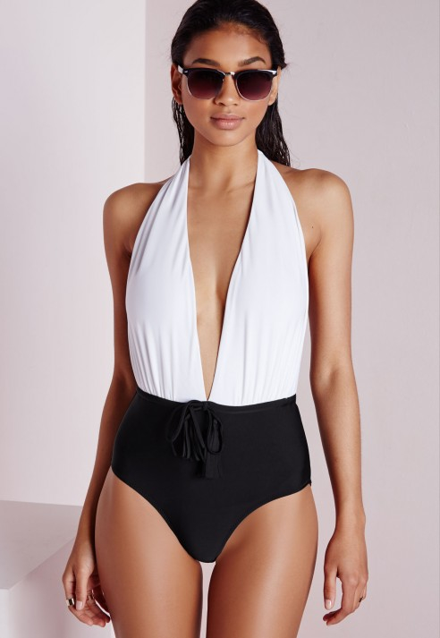 plunge halterneck swimsuit