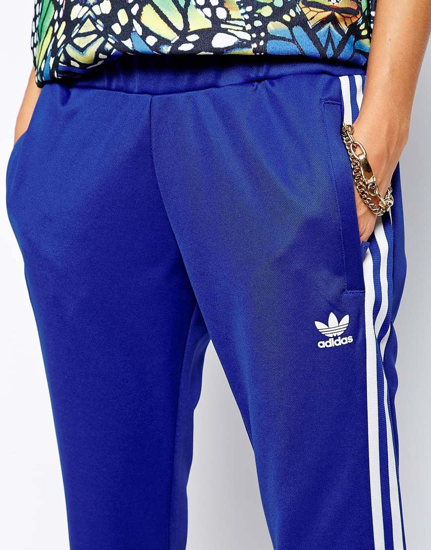 adidas Originals 3 Stripe Sweat Pants in Blue | Lyst