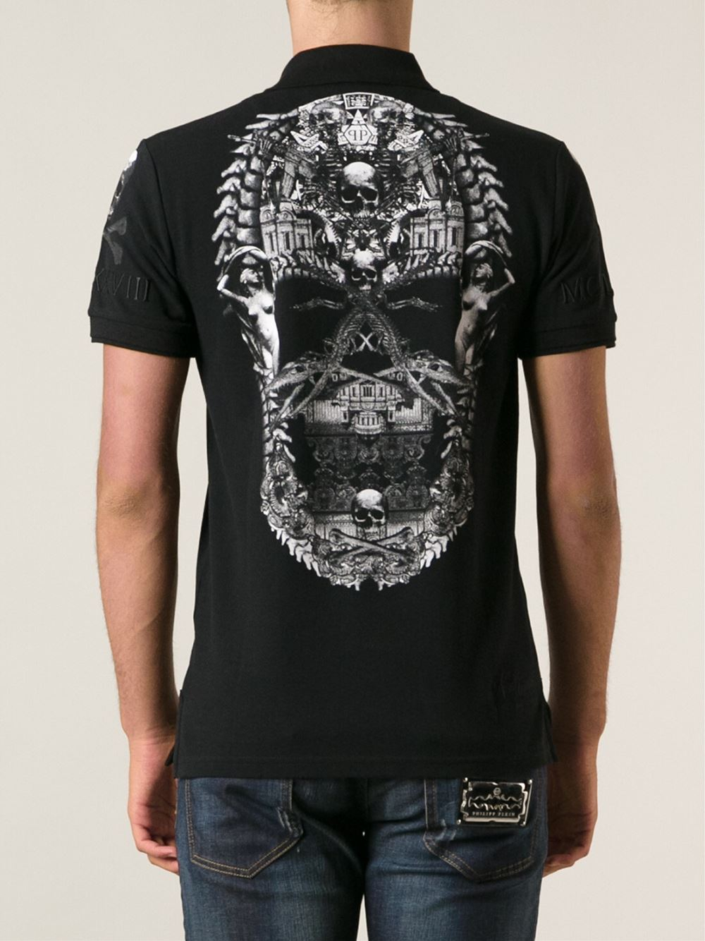 Philipp Plein Skull Polo Shirt in Black for Men | Lyst