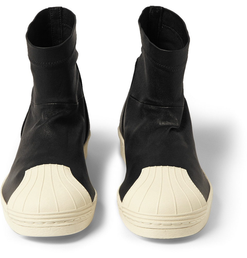 rick owens adidas leather high top sneakers