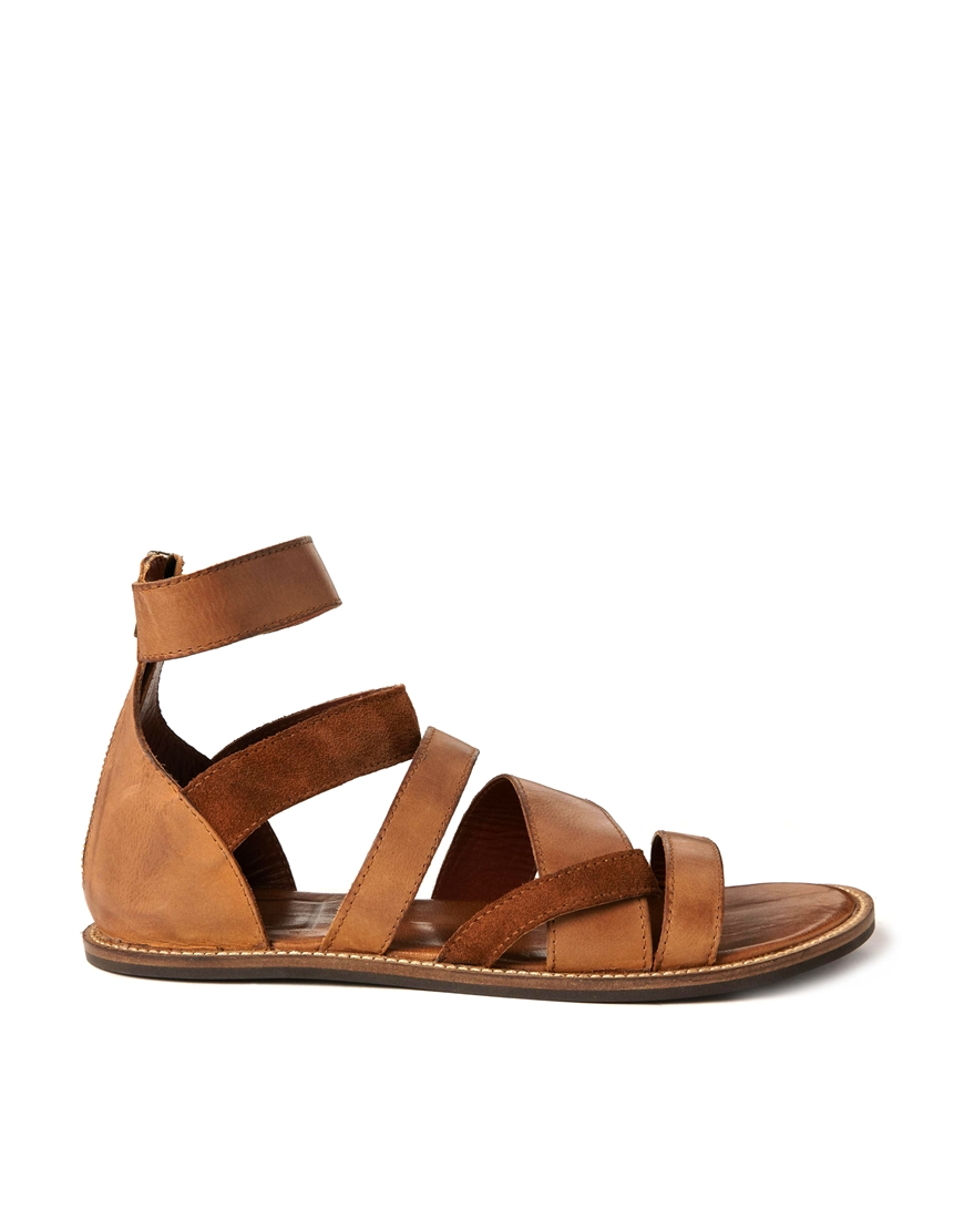 ASOS Sandals in Leather in Tan (Brown) for Men - Lyst