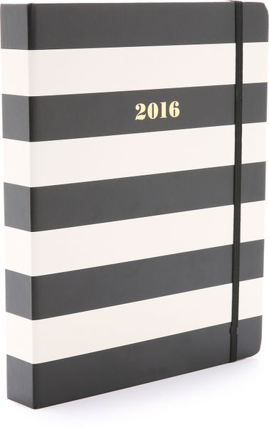 Kate Spade Stripes Large 17 Month Spiral Agenda - Black Stripes in ...