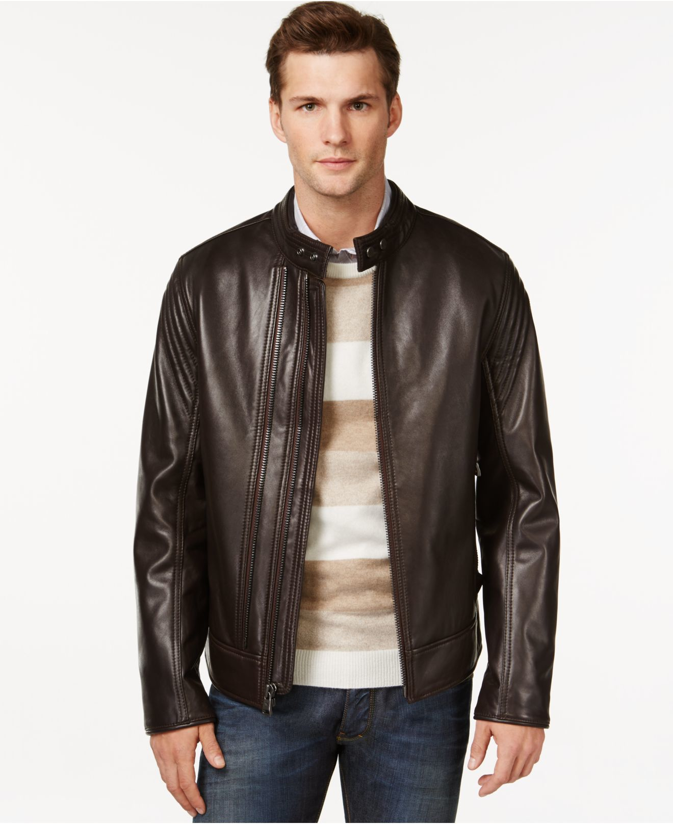 Lyst - Andrew Marc Windsor Leather Jacket in Brown for Men