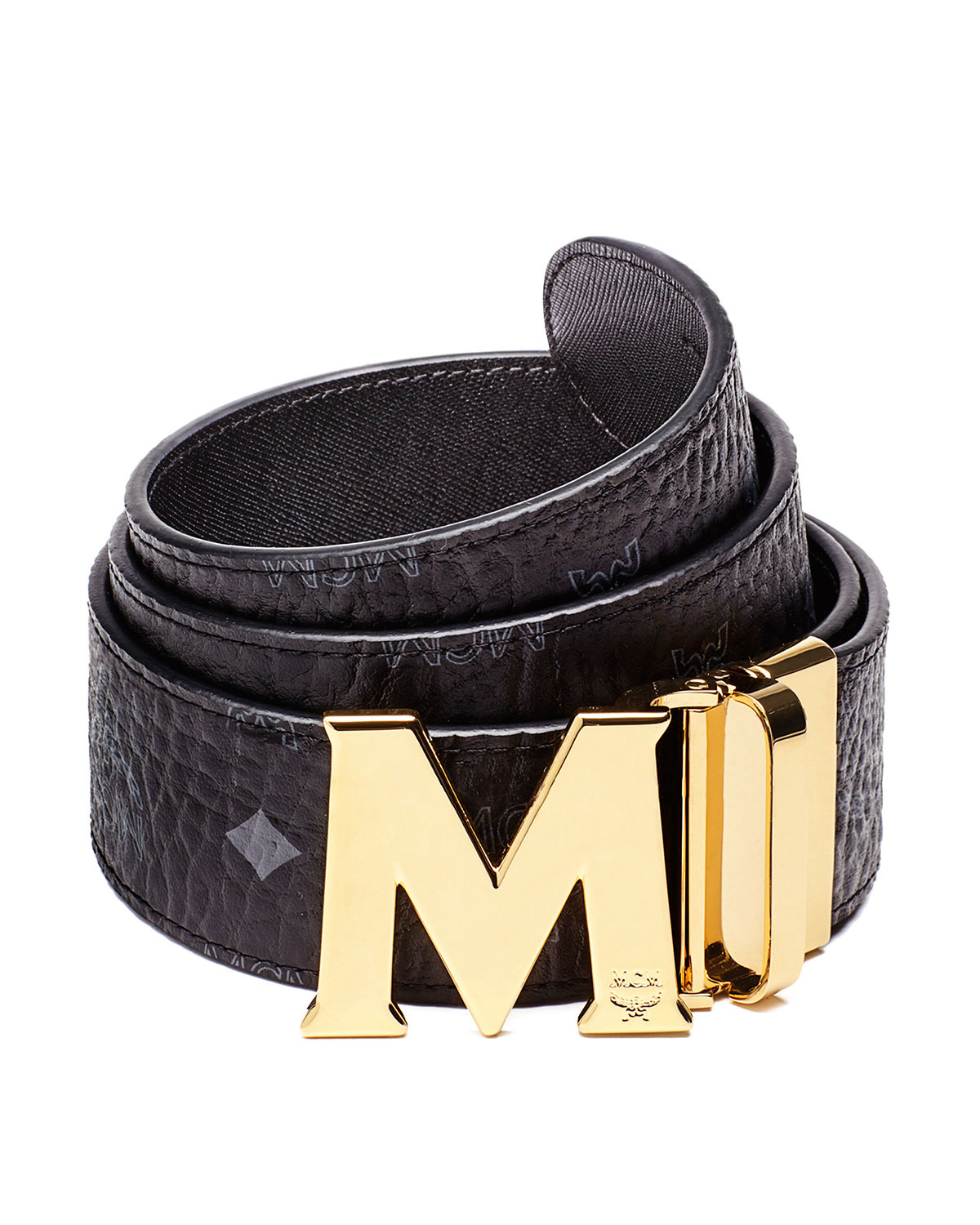 Mcm Visetos Reversible Leather Belt in Black | Lyst