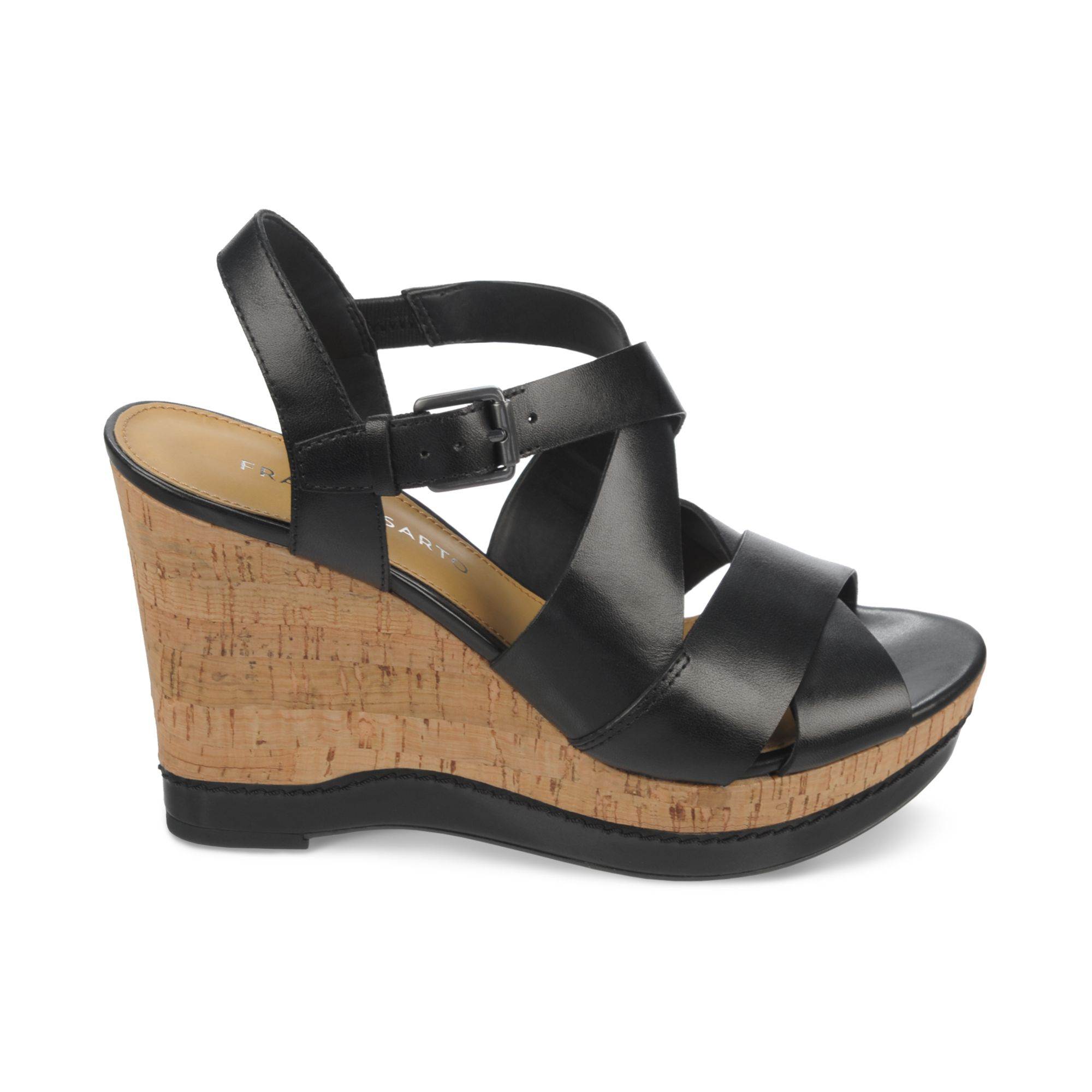 Franco Sarto Shiver Platform Wedge Sandals in Black - Lyst