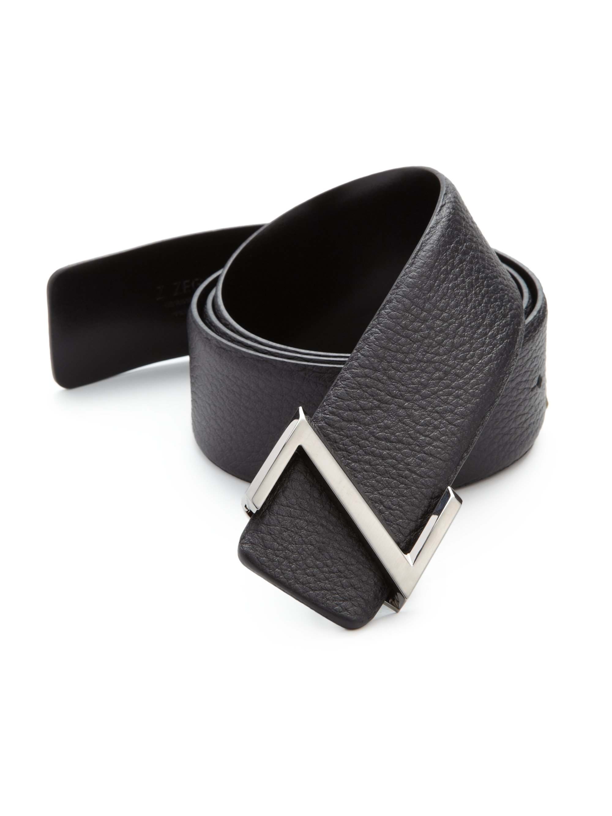 Ermenegildo Zegna Logo-buckle Leather Belt in Black for Men | Lyst