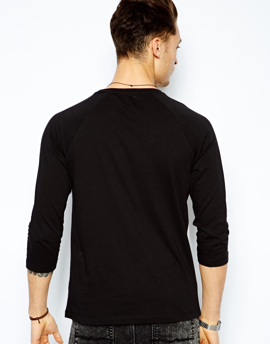 ASOS Three Quarter Sleeve TShirt with Floral Number Print in Gray for