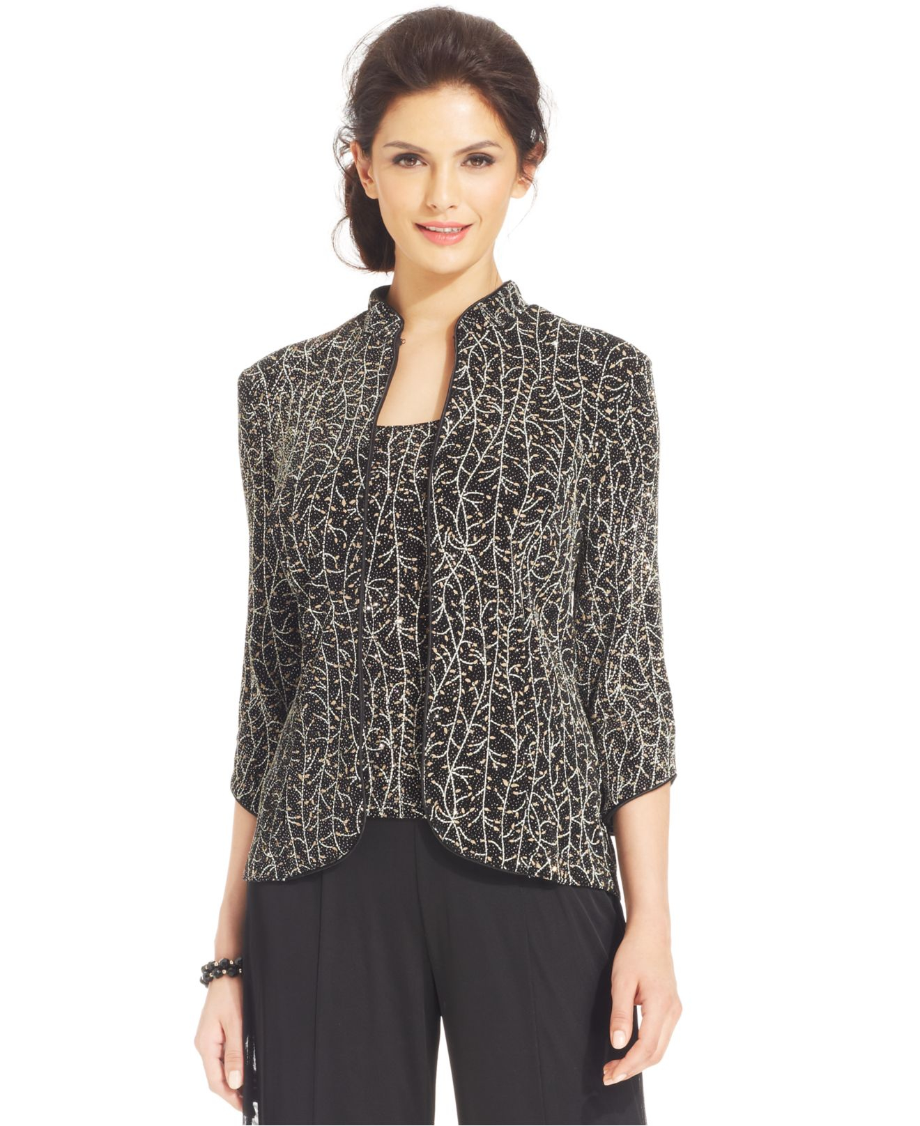 lyst marina three quarter sleeve metallic birch pattern lyst marina three quarter sleeve metallic birch pattern