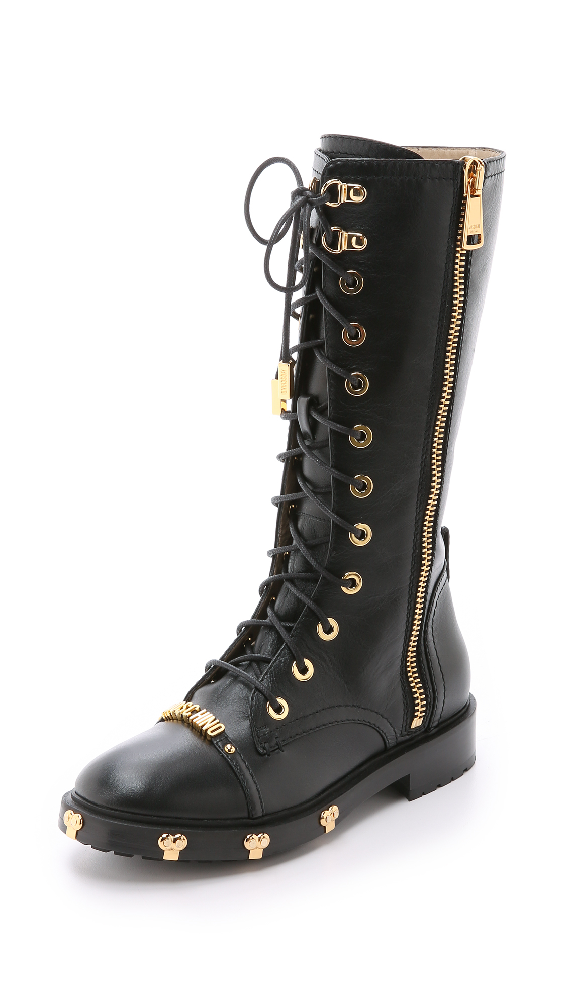 Moschino Combat Boots - Black | Lyst