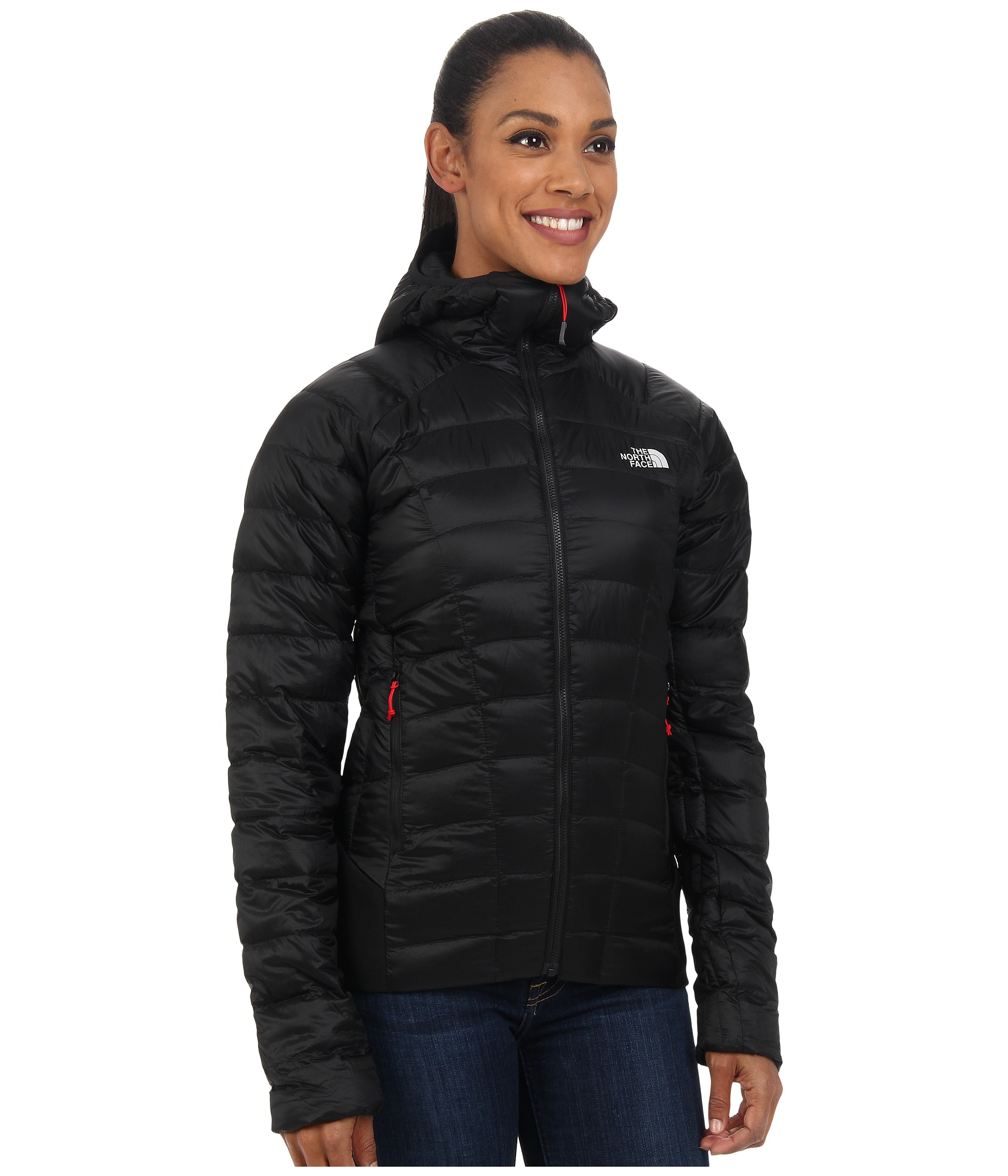 North face black womenu0027s coat with hood hats