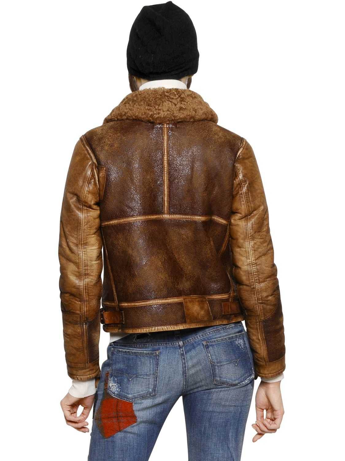 Polo Ralph Lauren Shearling Leather Jacket in Tan (Brown) - Lyst