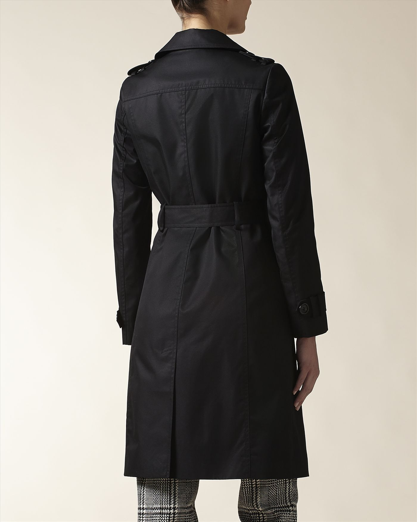 Jaeger Cotton Classic Trench Coat in Black | Lyst
