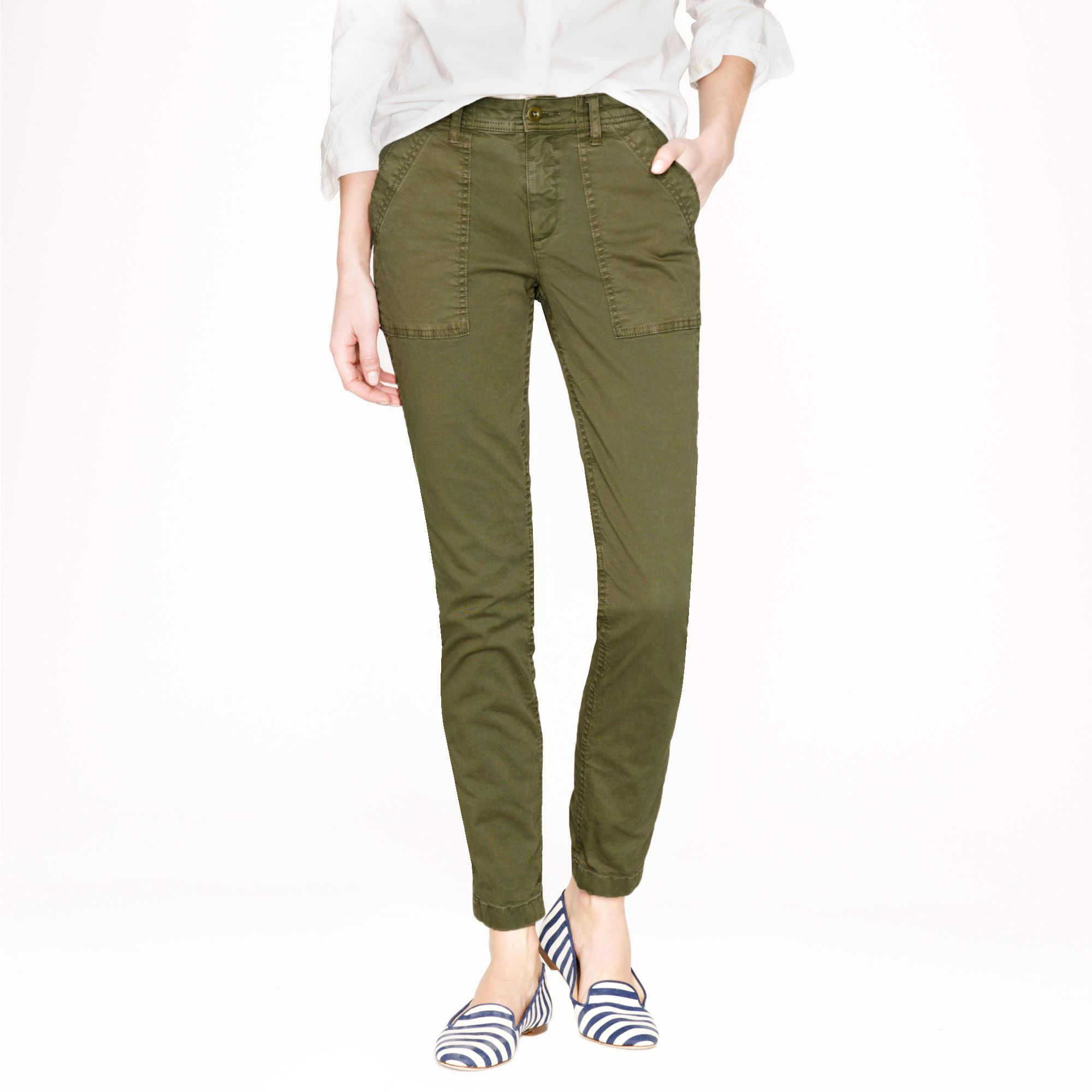 Lyst - J.Crew Skinny Washed Twill Utility Pant in Green