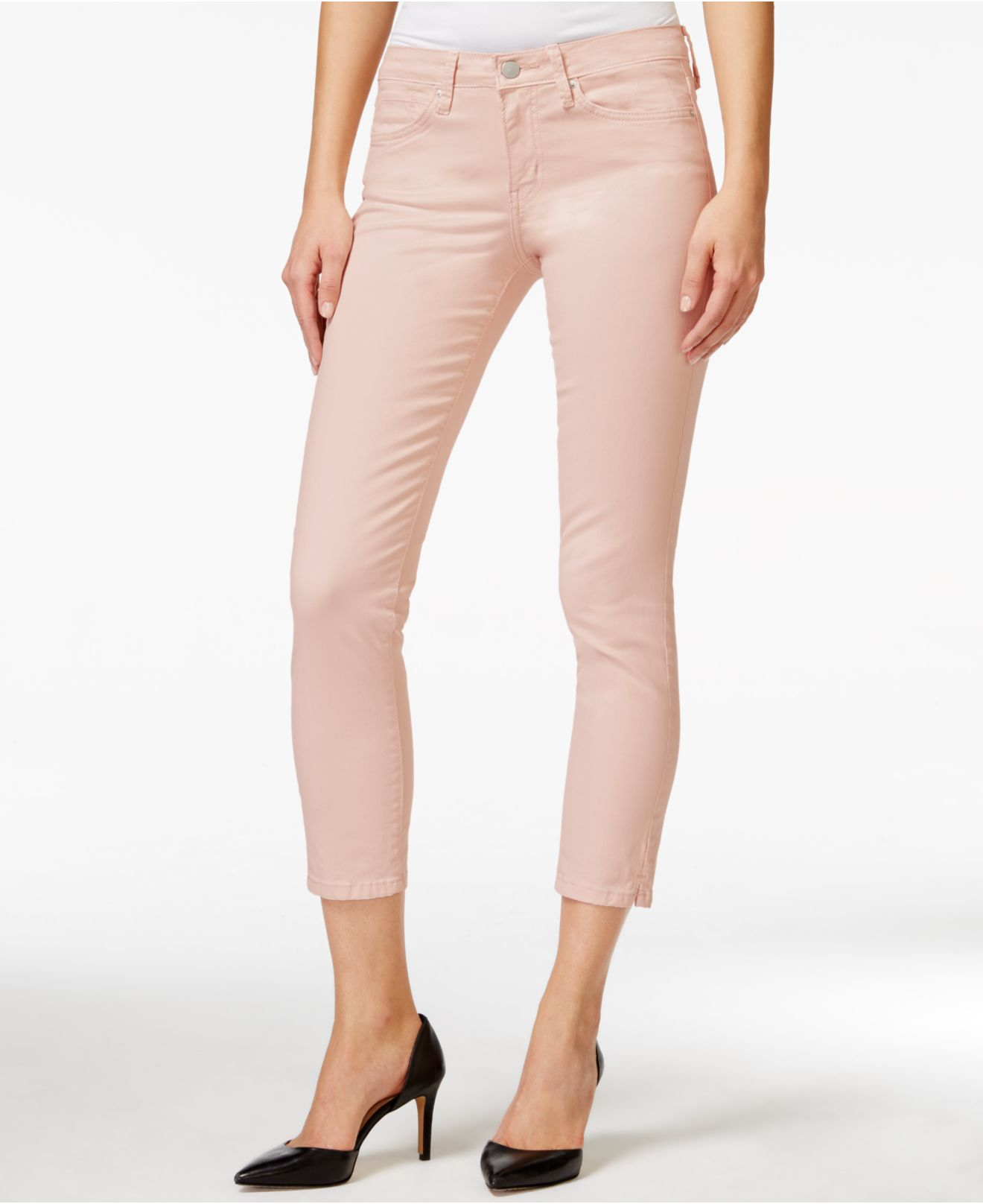 Calvin Klein Cropped Skinny Colored Wash Jeans in Pale Blush (Pink) - Lyst