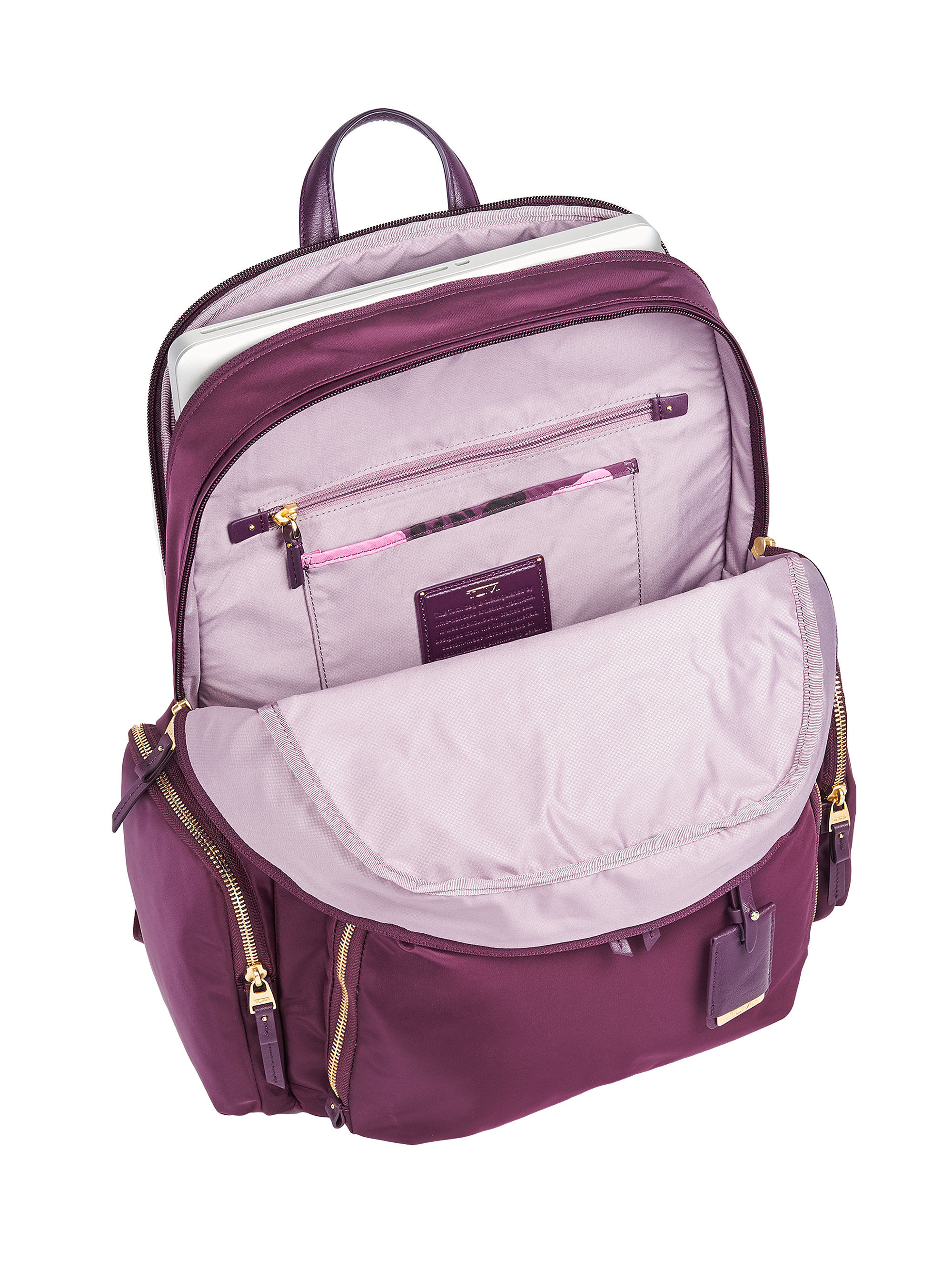 tumi purple backpack