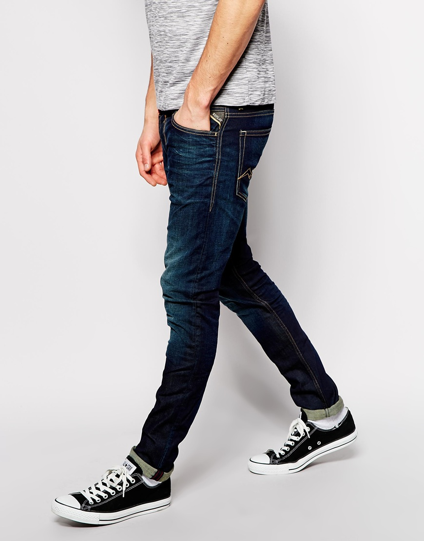 replay jondrill skinny jeans blue