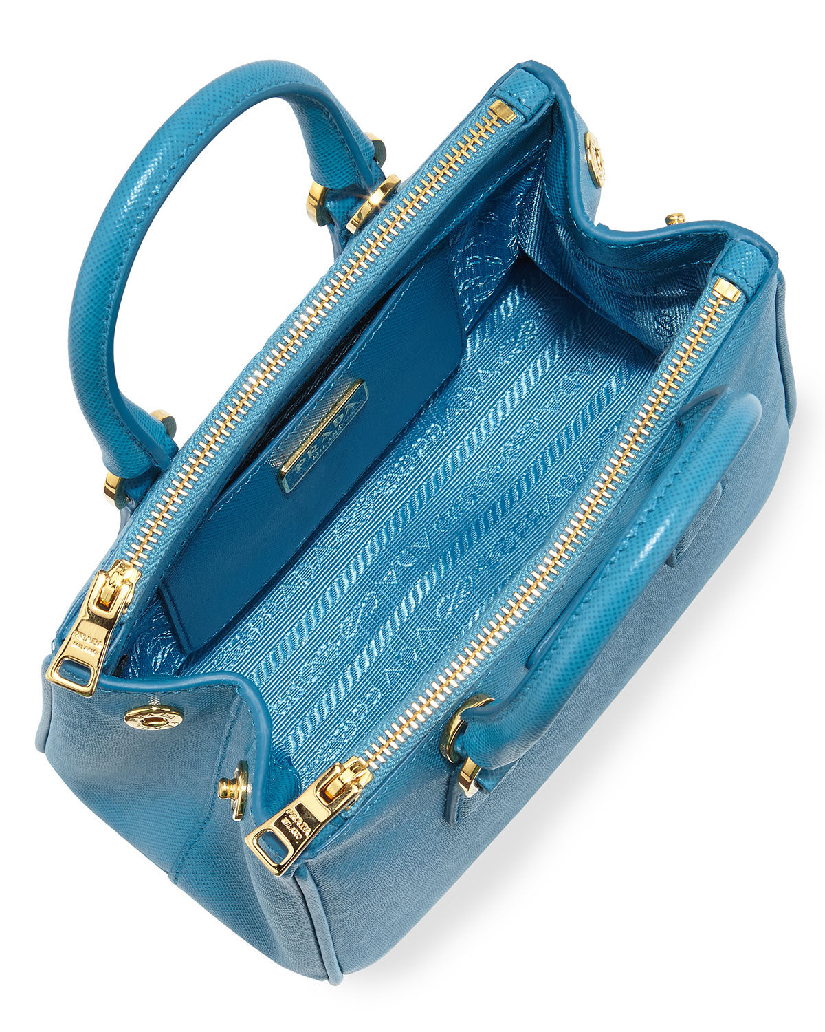 Prada Saffiano Mini Galleria Crossbody Bag in Turquoise (Blue) - Lyst
