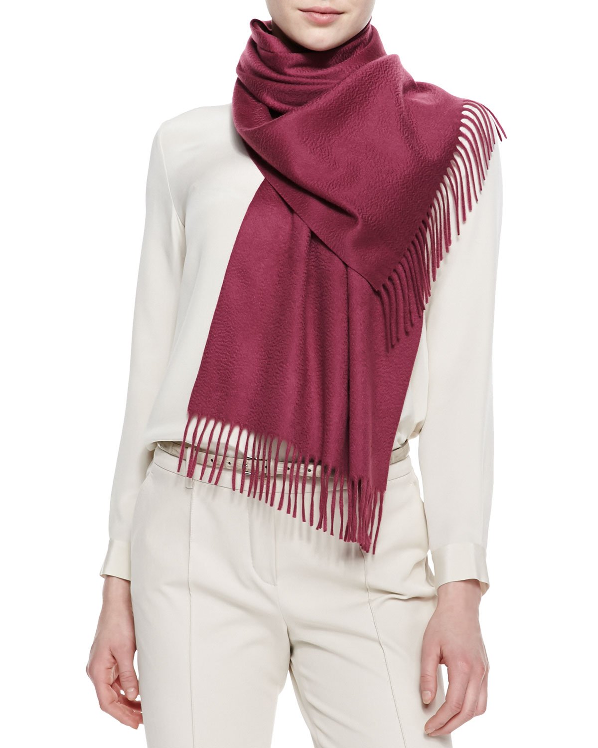 Loro piana Sciarpa Grande Cashmere Scarf in Red | Lyst