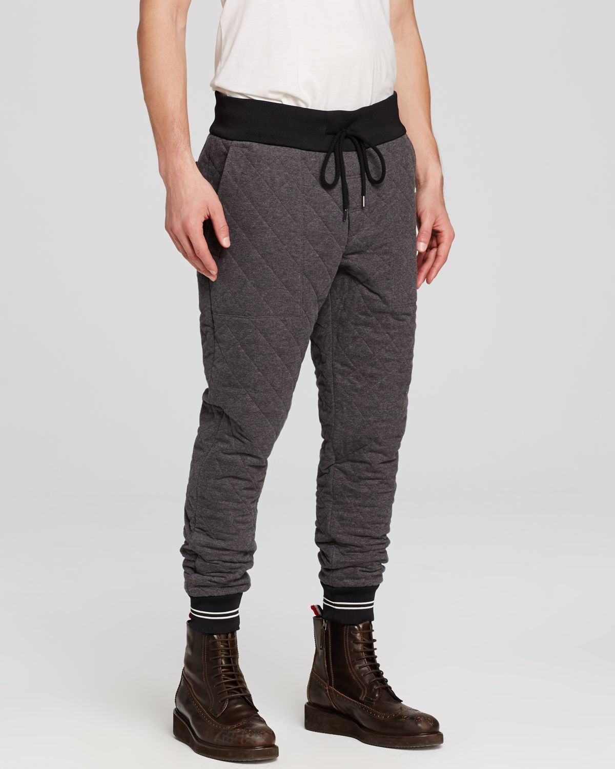Quilted Joggers in Grey (Gray 