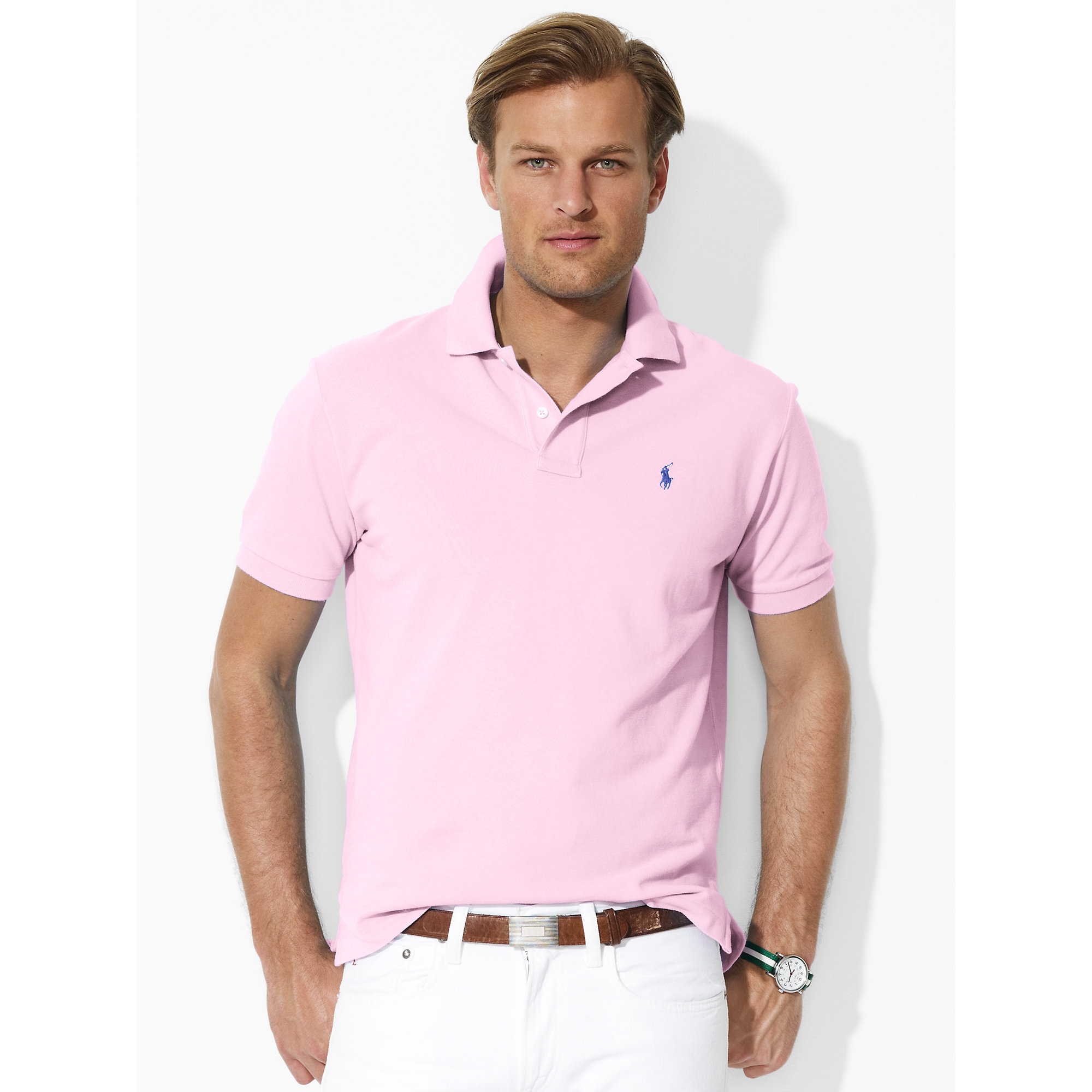 Polo Ralph Lauren Classic-fit Mesh Polo in Pink for Men | Lyst