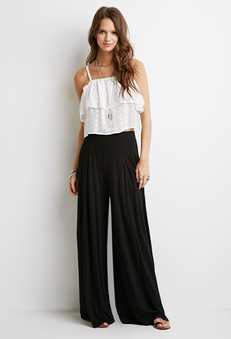 Forever 21 Box Pleat Palazzo Pants in Black | Lyst