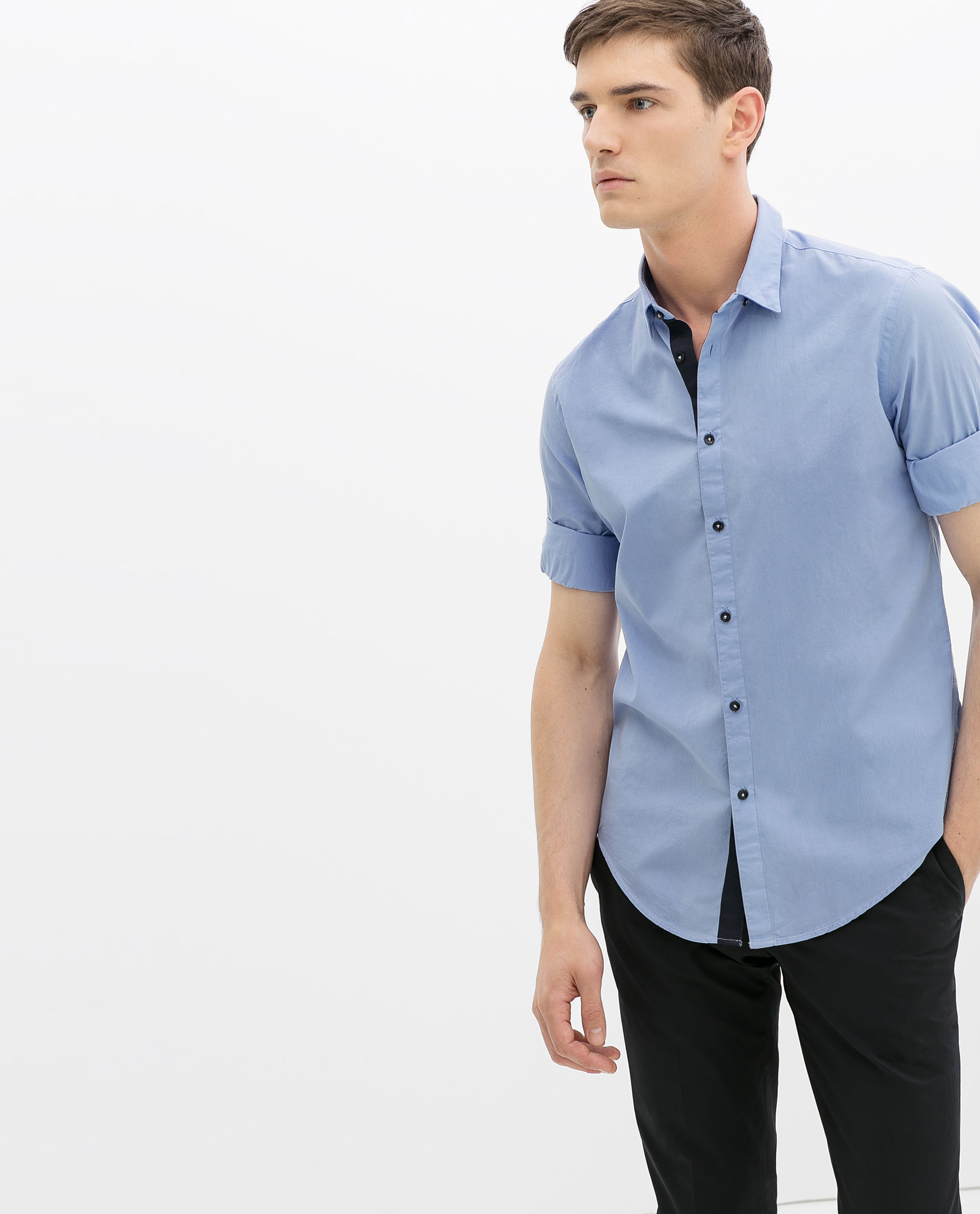Zara Long Sleeve Shirt in Blue for Men Lyst