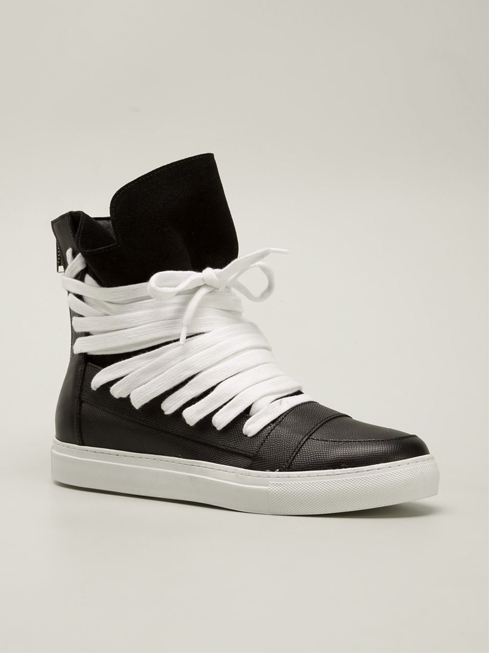 Kris Van Assche Multi Lace Black Leather High Top Sneaker Size 44 US 11 ...