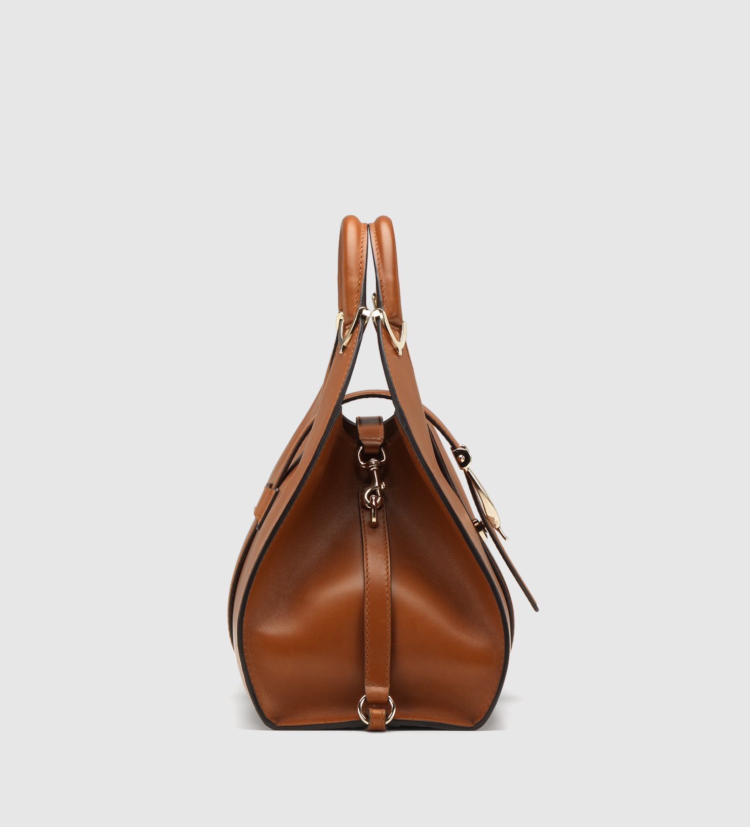 gucci women's brown stirrup leather shoulder bag