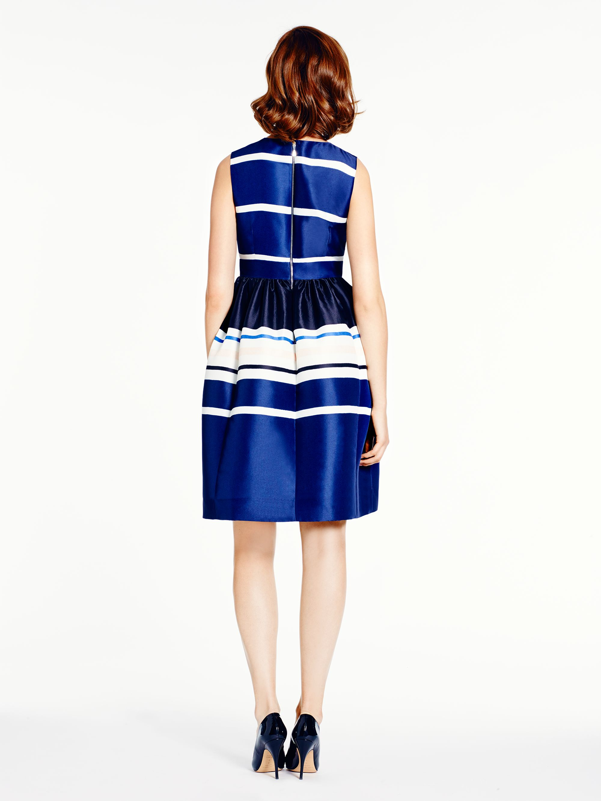 Kate Spade Stripe Fit And Flare Dress in Blue - Lyst