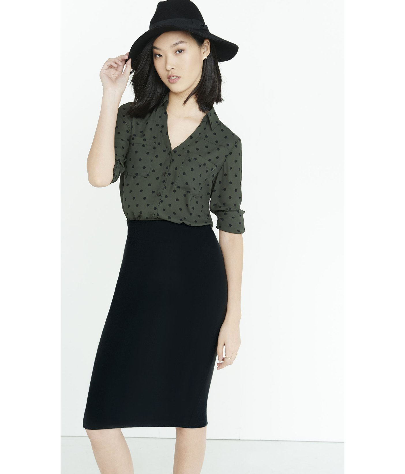 Fit Polka Dot Portofino Shirt in Olive 