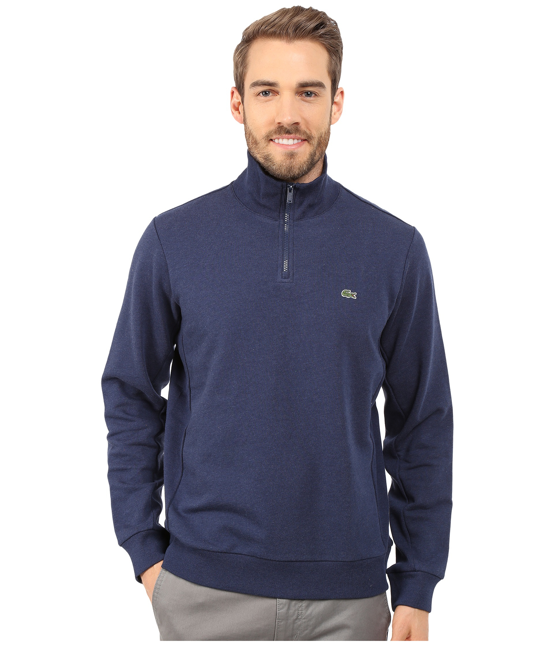 Download Lacoste Light Weight Fleece 1/4 Zip Sweatshirt in Blue for ...