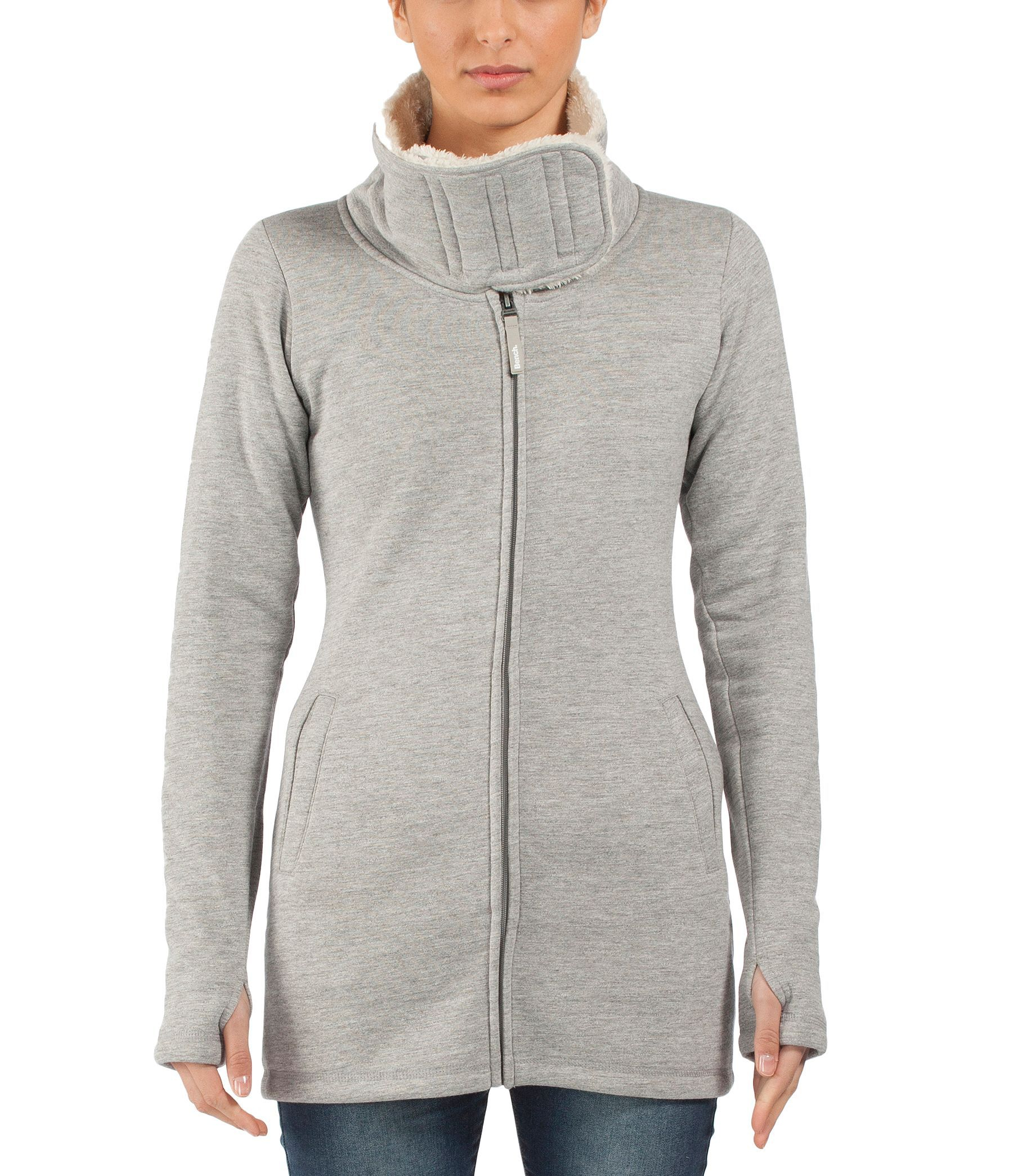 Bench Fur Switch Stance Long Funnel Neck Zip Thru In Grey Gray