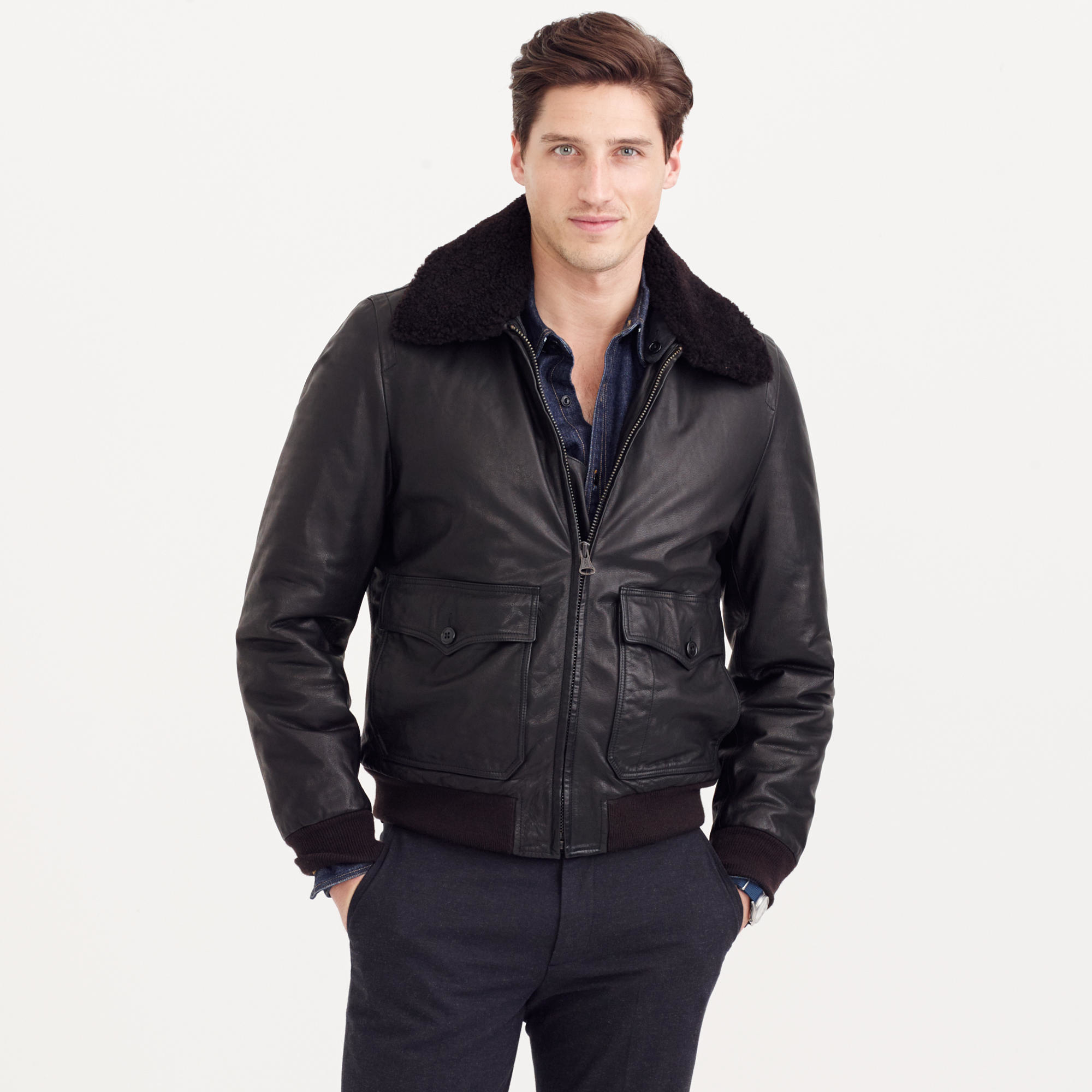 J Crew Wallace Barnes Sherpa Collar Italian Leather G 1 Flight