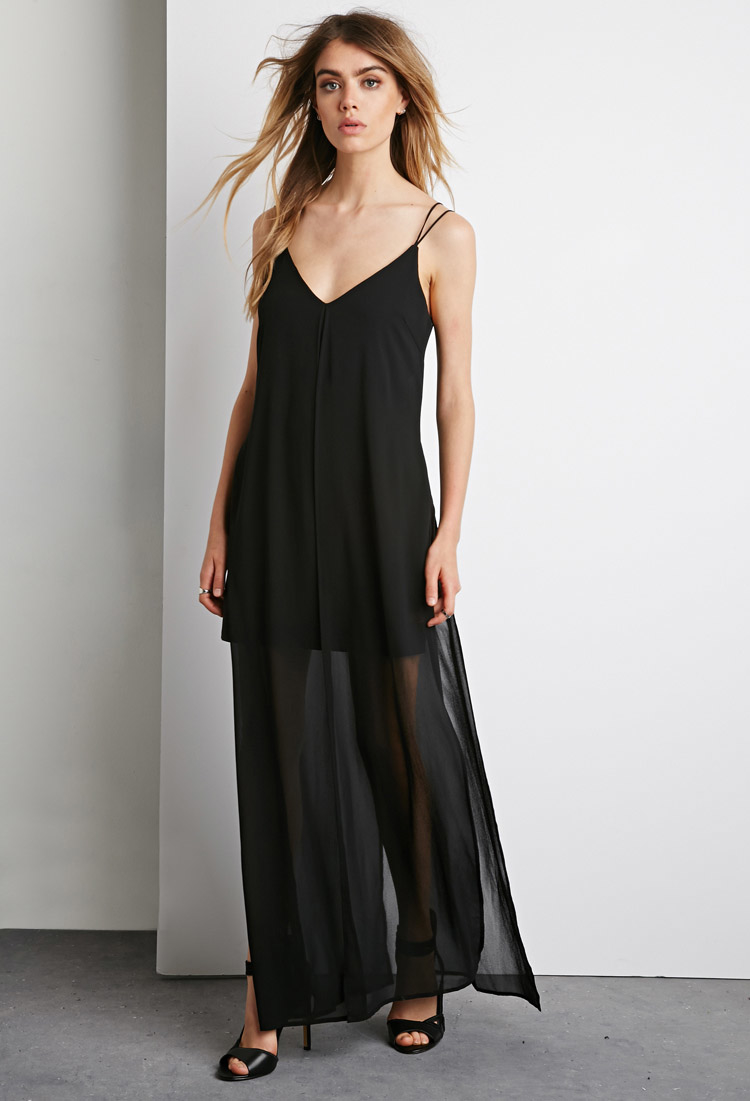 Lyst Forever 21 Stry Chiffon Maxi Dress In Black Gallery Women S Chiffon Dresses