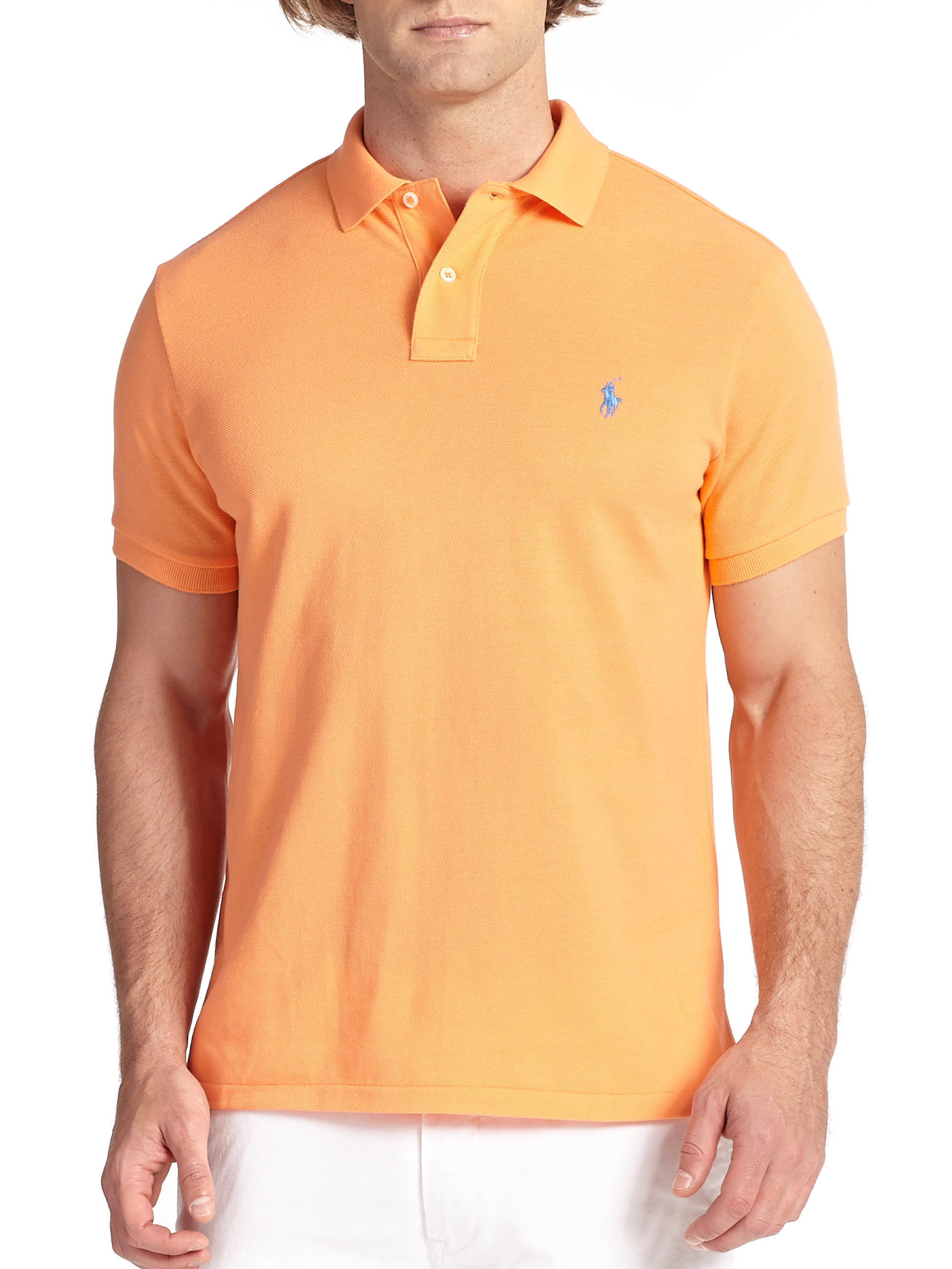 Polo Ralph Lauren Slim-Fit Cotton Mesh Polo in Orange for Men (LIGHT ...