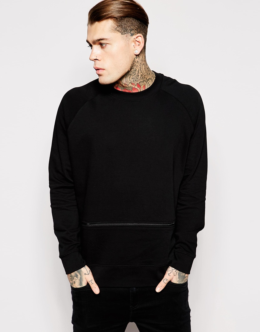 Asos Oversized Sweatshirt With Zip in Black for Men | Lyst