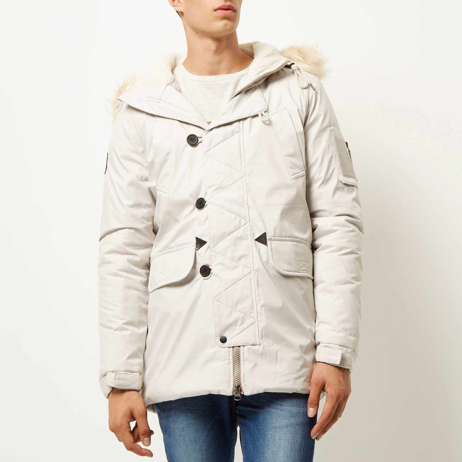 River Island White Bellfield Fauxfur Parka Winter Coat for Men Lyst