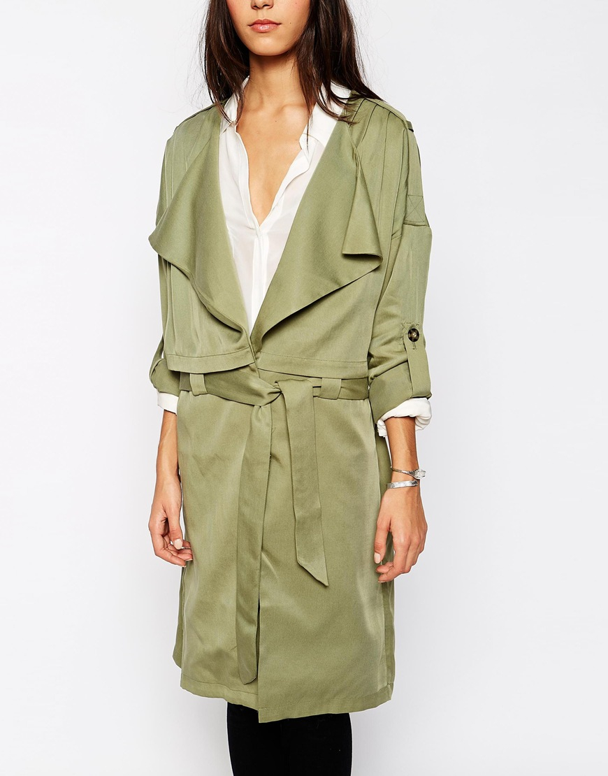 Lyst - Parka london Maya Drape Trench Coat in Green