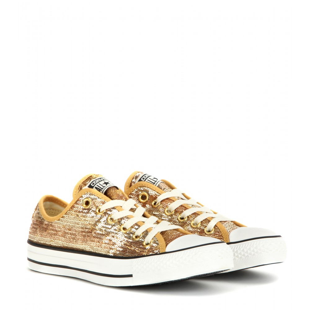 شا Converse Chuck Taylor All Star Sequin Sneakers in Gold (Metallic ... شا