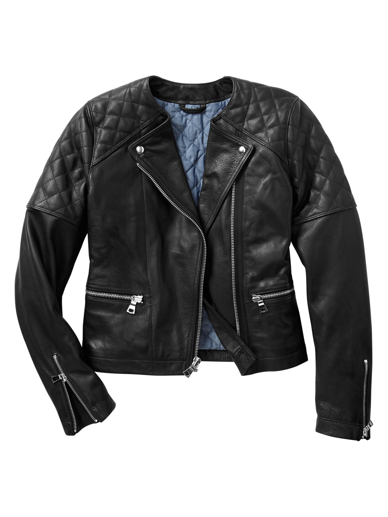 Gap Quilted Leather Moto Jacket in Black (true black ) Lyst