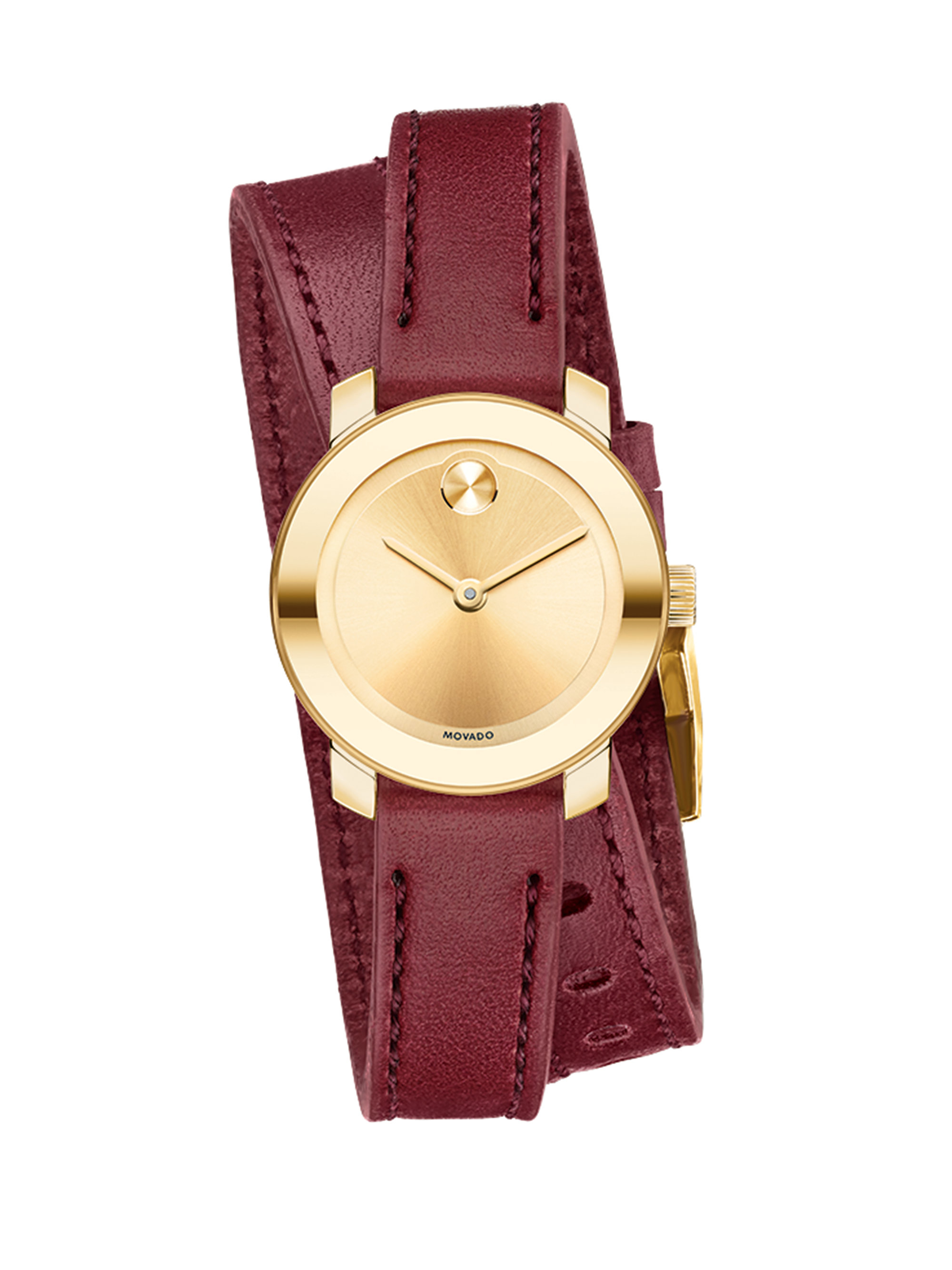 Movado Bold Goldtone Stainless Steel Leather Wrap Watch In Gold