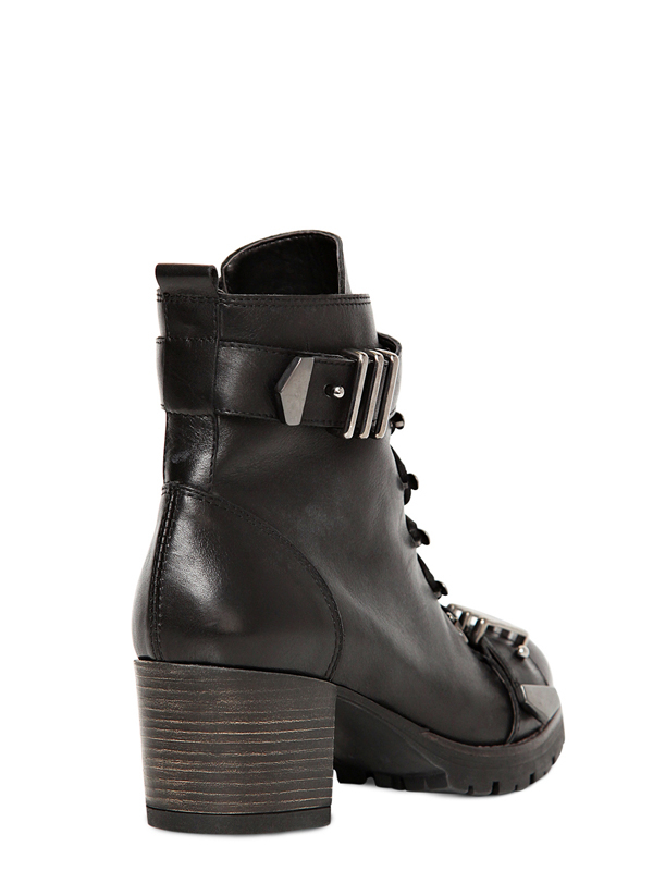 carvela black spike lace up boots