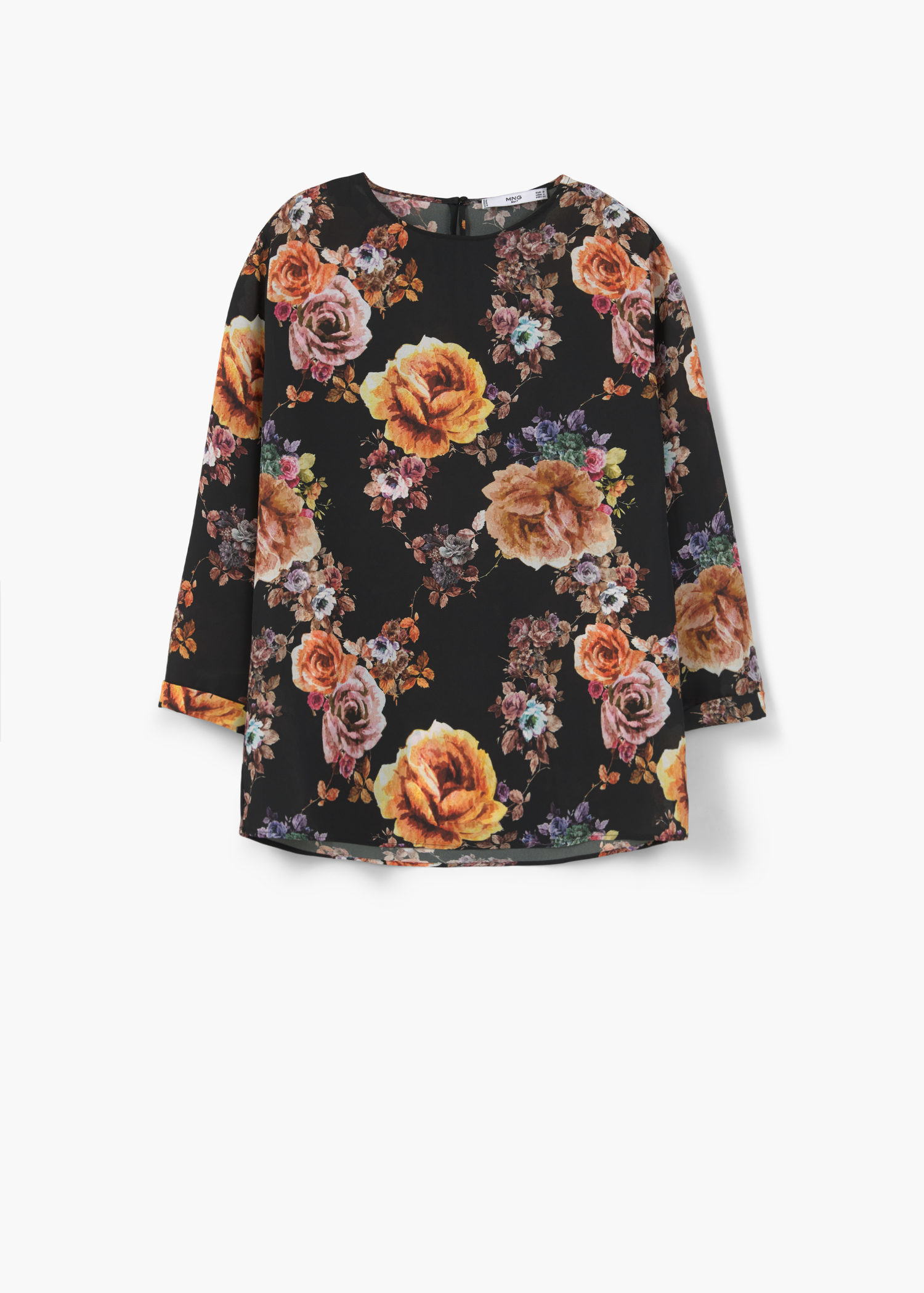 Mango Synthetic Floral Print Blouse in Black Lyst