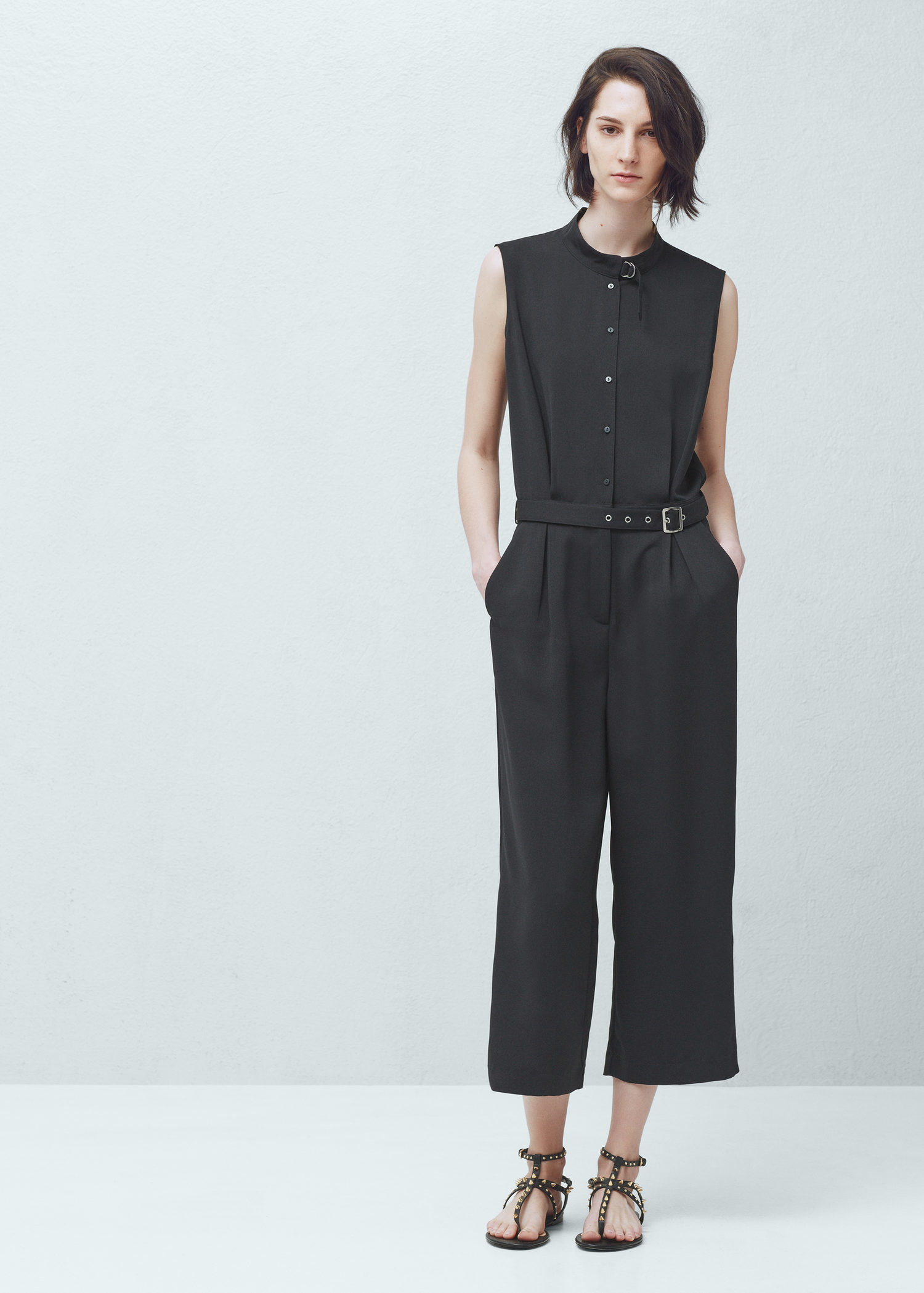 mango belt long jumpsuit