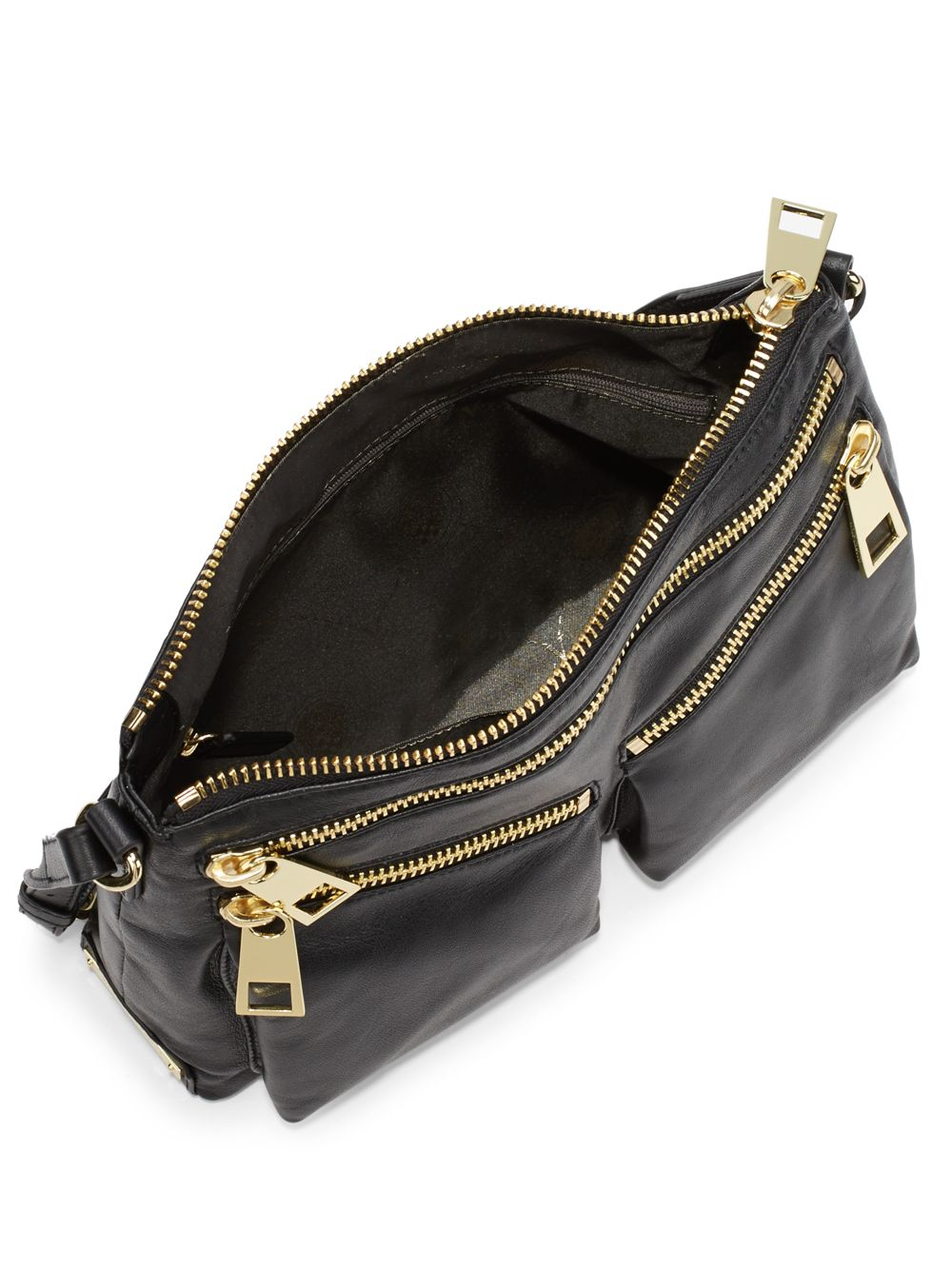 vince camuto black leather crossbody purse