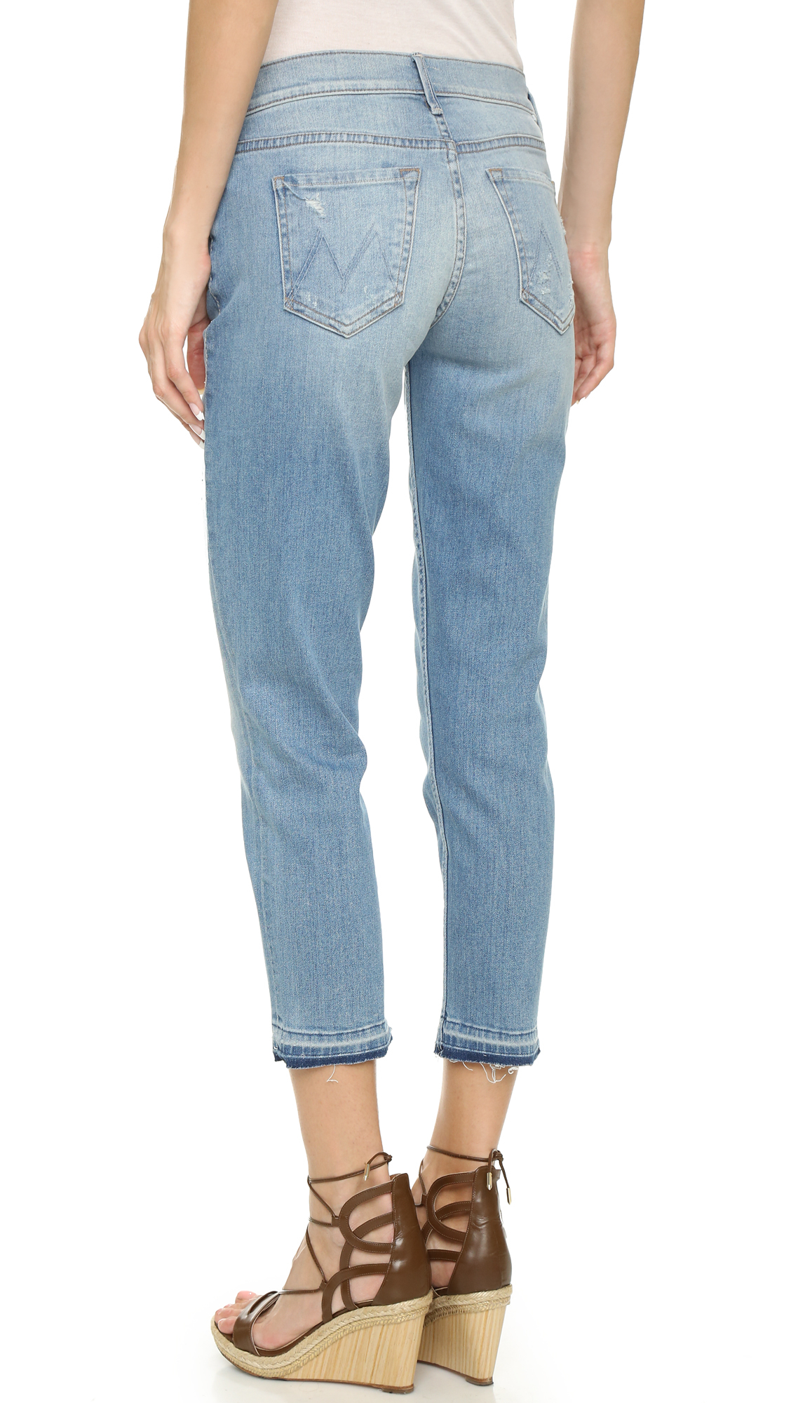 Mother Dropout Jeans With Undone Hem Cliffhanger in Blue Lyst